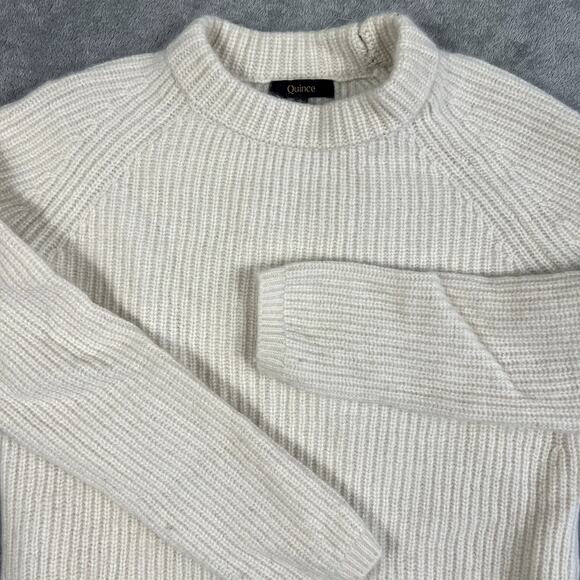 Quince Women's XS 100% Cashmere Sweater White Knit Quiet Luxury - Picture 2 of 9